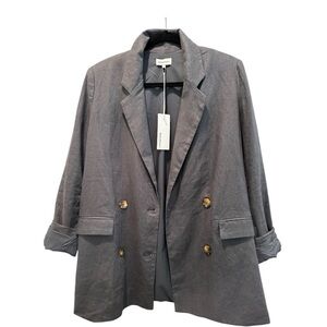 🩶 Richer Poorer Linen Blend Double-Breasted Blazer | Size S | NWT